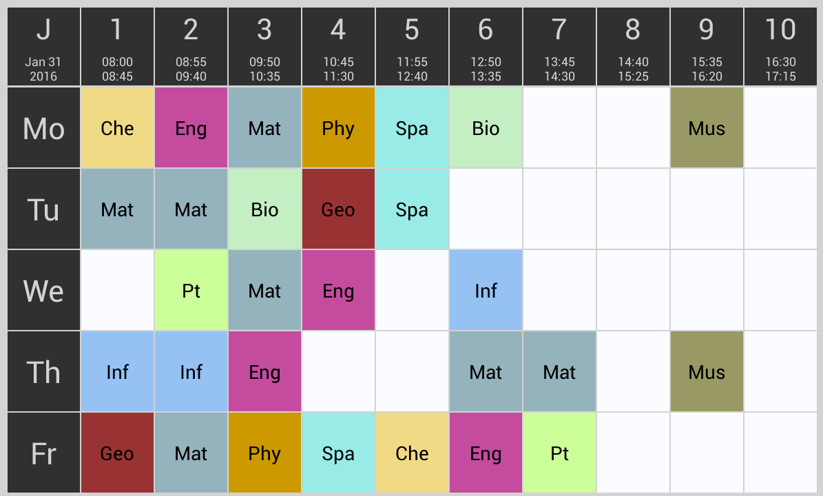 Horario escolar app